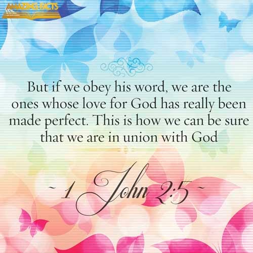 But whoso keepeth his word, in him verily is the love of God perfected: hereby know we that we are in him. (1 John 2:5)