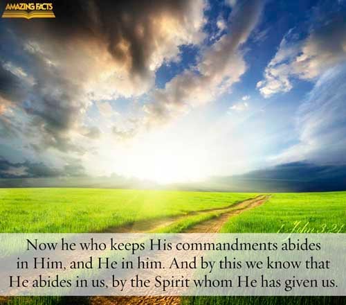And he that keepeth his commandments dwelleth in him, and he in him. And hereby we know that he abideth in us, by the Spirit which he hath given us. (1 John 3:24)