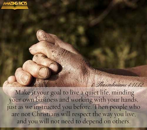 And that ye study to be quiet, and to do your own business, and to work with your own hands, as we commanded you; That ye may walk honestly toward them that are without, and that ye may have lack of nothing. (1 Thessalonians 4:11-12)