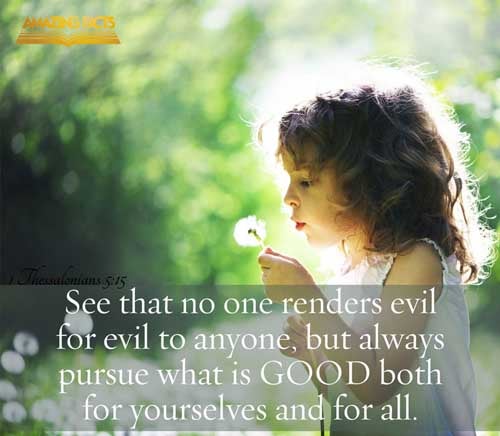 See that none render evil for evil unto any man; but ever follow that which is good, both among yourselves, and to all men. 1 Thessalonians 5:15