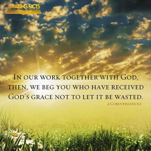 We then, as workers together with him, beseech you also that ye receive not the grace of God in vain. (2 Corinthians 6:1)