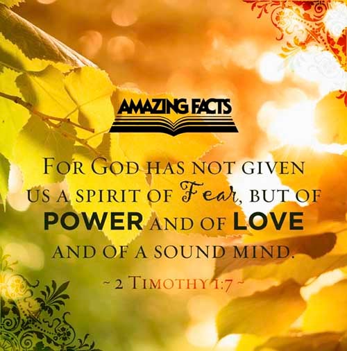 For God hath not given us the spirit of fear; but of power, and of love, and of a sound mind. (2 Timothy 1:7)