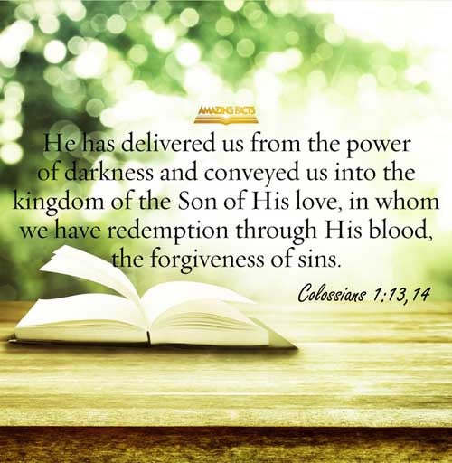 Who hath delivered us from the power of darkness, and hath translated us into the kingdom of his dear Son: In whom we have redemption through his blood, even the forgiveness of sins: Colossians 1:13-14