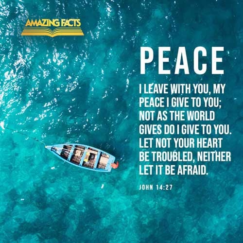 Peace I leave with you, my peace I give unto you: not as the world giveth, give I unto you. Let not your heart be troubled, neither let it be afraid. John 14:27