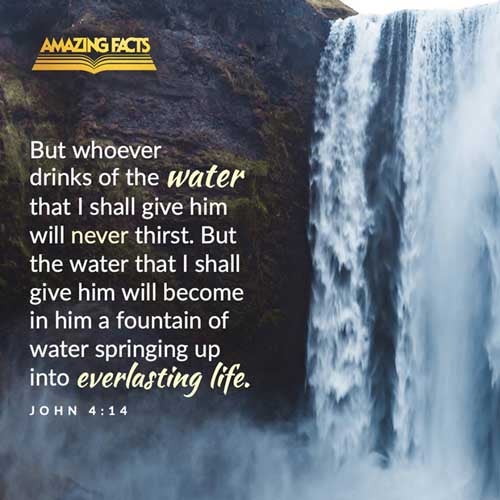 But whosoever drinketh of the water that I shall give him shall never thirst; but the water that I shall give him shall be in him a well of water springing up into everlasting life. John 4:14