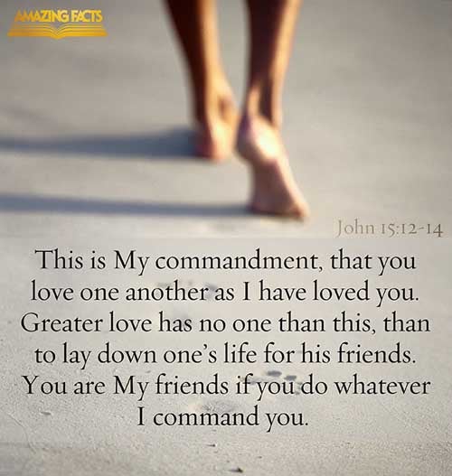 This is my commandment, That ye love one another, as I have loved you. Greater love hath no man than this, that a man lay down his life for his friends. Ye are my friends, if ye do whatsoever I command you. (John 15:12-14)