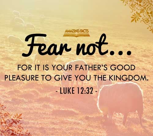 Fear not, little flock; for it is your Father's good pleasure to give you the kingdom. Luke 12:32
