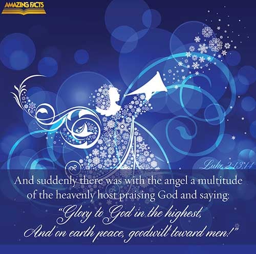And suddenly there was with the angel a multitude of the heavenly host praising God, and saying, Glory to God in the highest, and on earth peace, good will toward men. (Luke 2:13-14)