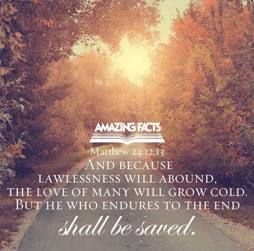 And because iniquity shall abound, the love of many shall wax cold. But he that shall endure unto the end, the same shall be saved. (Matthew 24:12-13)