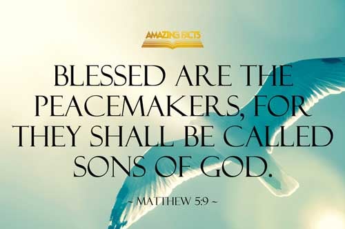 Blessed are the peacemakers: for they shall be called the children of God. Matthew 5:9