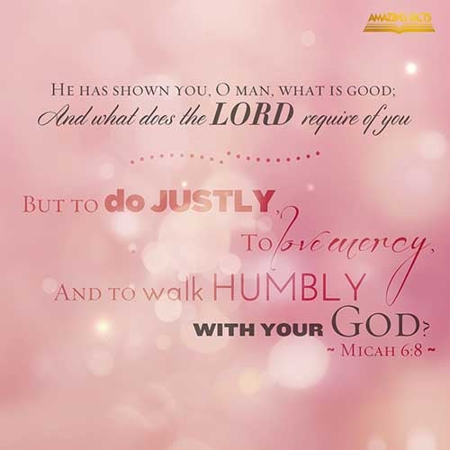 He hath shewed thee, O man, what is good; and what doth the LORD require of thee, but to do justly, and to love mercy, and to walk humbly with thy God? (Micah 6:8)