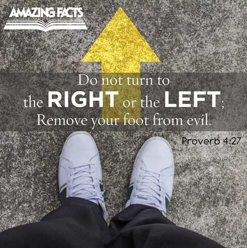Turn not to the right hand nor to the left: remove thy foot from evil. (Proverbs 4:27)