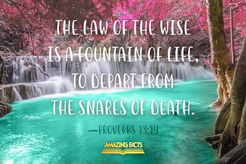 The law of the wise is a fountain of life, to depart from the snares of death. Proverbs 13:14