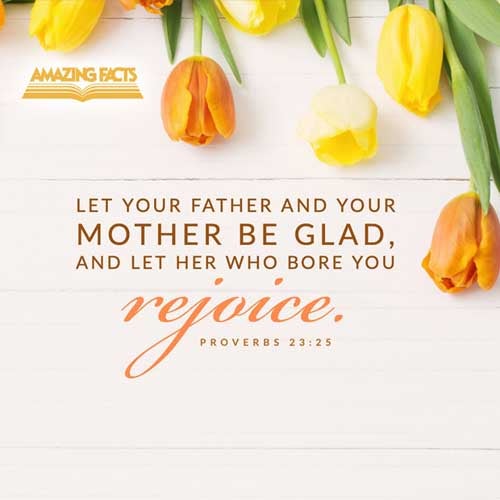 Thy father and thy mother shall be glad, and she that bare thee shall rejoice. Proverbs 23:25