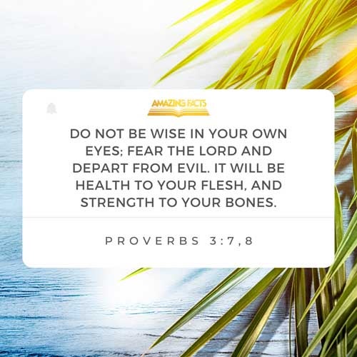 Be not wise in thine own eyes: fear the LORD, and depart from evil. It shall be health to thy navel, and marrow to thy bones. Proverbs 3:7-8