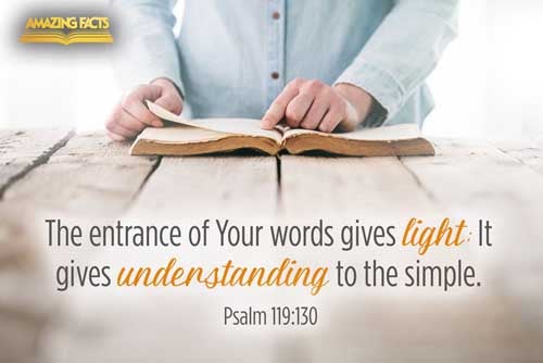 The entrance of thy words giveth light; it giveth understanding unto the simple. Psalms 119:130