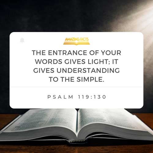 The entrance of thy words giveth light; it giveth understanding unto the simple. Psalms 119:130