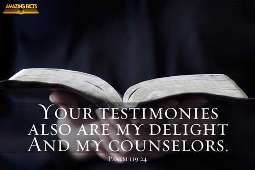 Thy testimonies also are my delight and my counsellors.leth. Psalms 119:24
