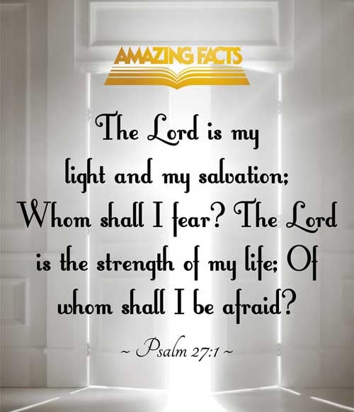 The LORD is my light and my salvation; whom shall I fear? the LORD is the strength of my life; of whom shall I be afraid? Psalms 27:1