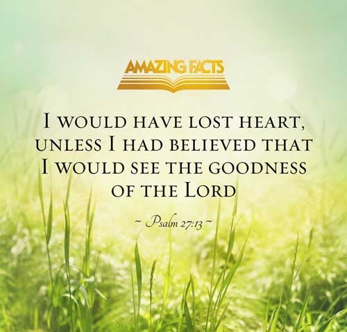 I had fainted, unless I had believed to see the goodness of the LORD in the land of the living. Psalms 27:13