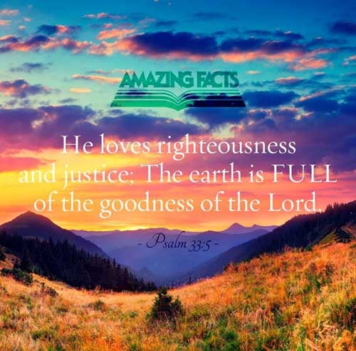 He loveth righteousness and judgment: the earth is full of the goodness of the LORD. Psalms 33:5
