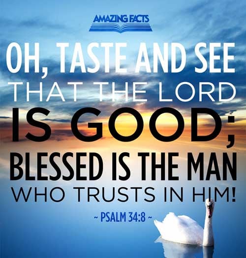 O taste and see that the LORD is good: blessed is the man that trusteth in him. Psalms 34:8