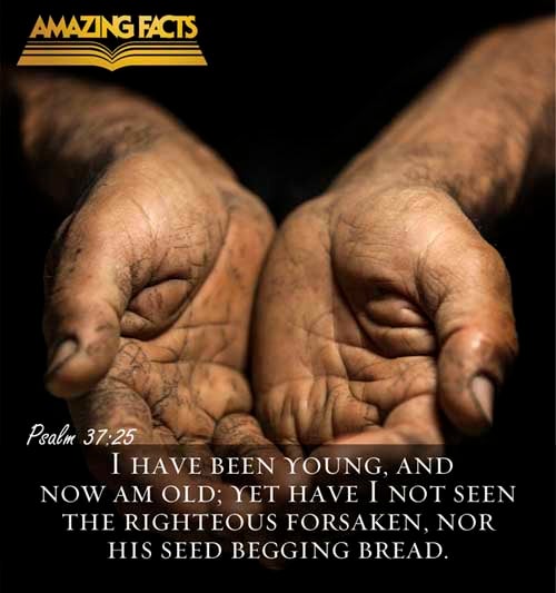 I have been young, and now am old; yet have I not seen the righteous forsaken, nor his seed begging bread. (Psalms 37:25)