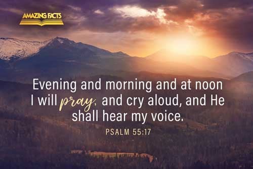 Evening, and morning, and at noon, will I pray, and cry aloud: and he shall hear my voice. Psalms 55:17