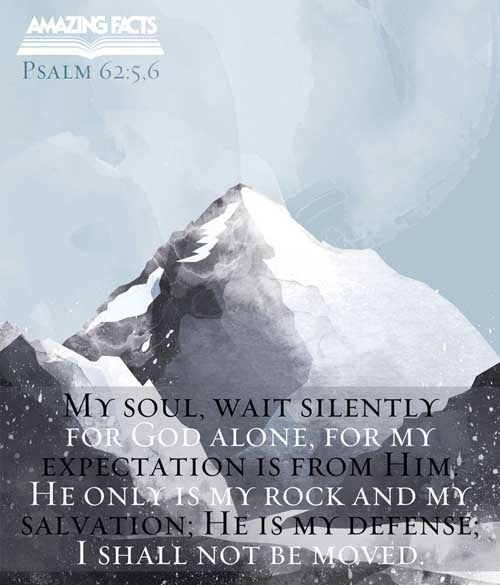 My soul, wait thou only upon God; for my expectation is from him. He only is my rock and my salvation: he is my defence; I shall not be moved. Psalms 62:5-6