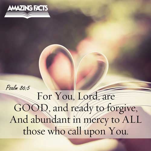 For thou, Lord, art good, and ready to forgive; and plenteous in mercy unto all them that call upon thee. Psalms 86:5