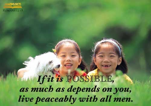 If it be possible, as much as lieth in you, live peaceably with all men. Romans 12:18