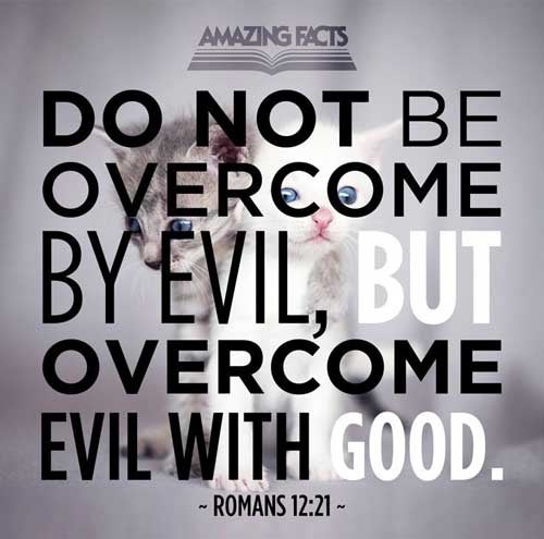 Be not overcome of evil, but overcome evil with good. Romans 12:21